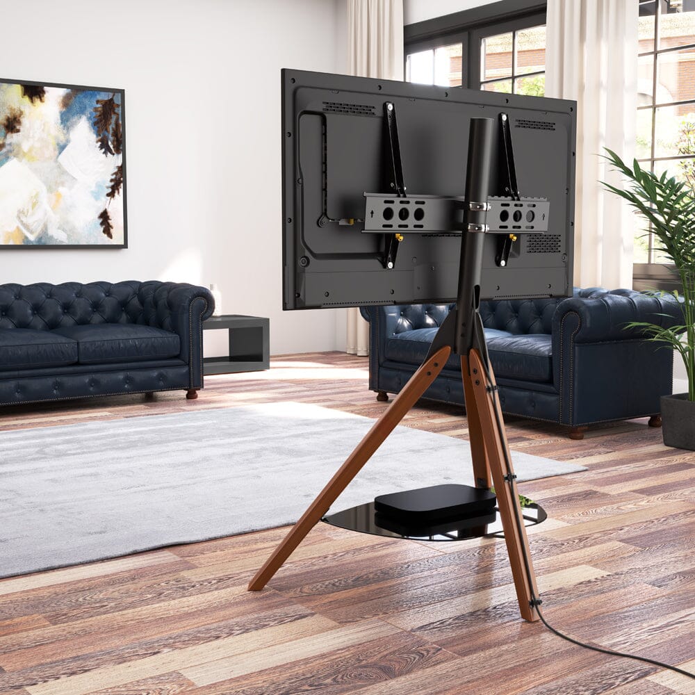 AVF FSL1000HOXDWB Dark Wood Hoxton Tripod TV Stand with Shelf