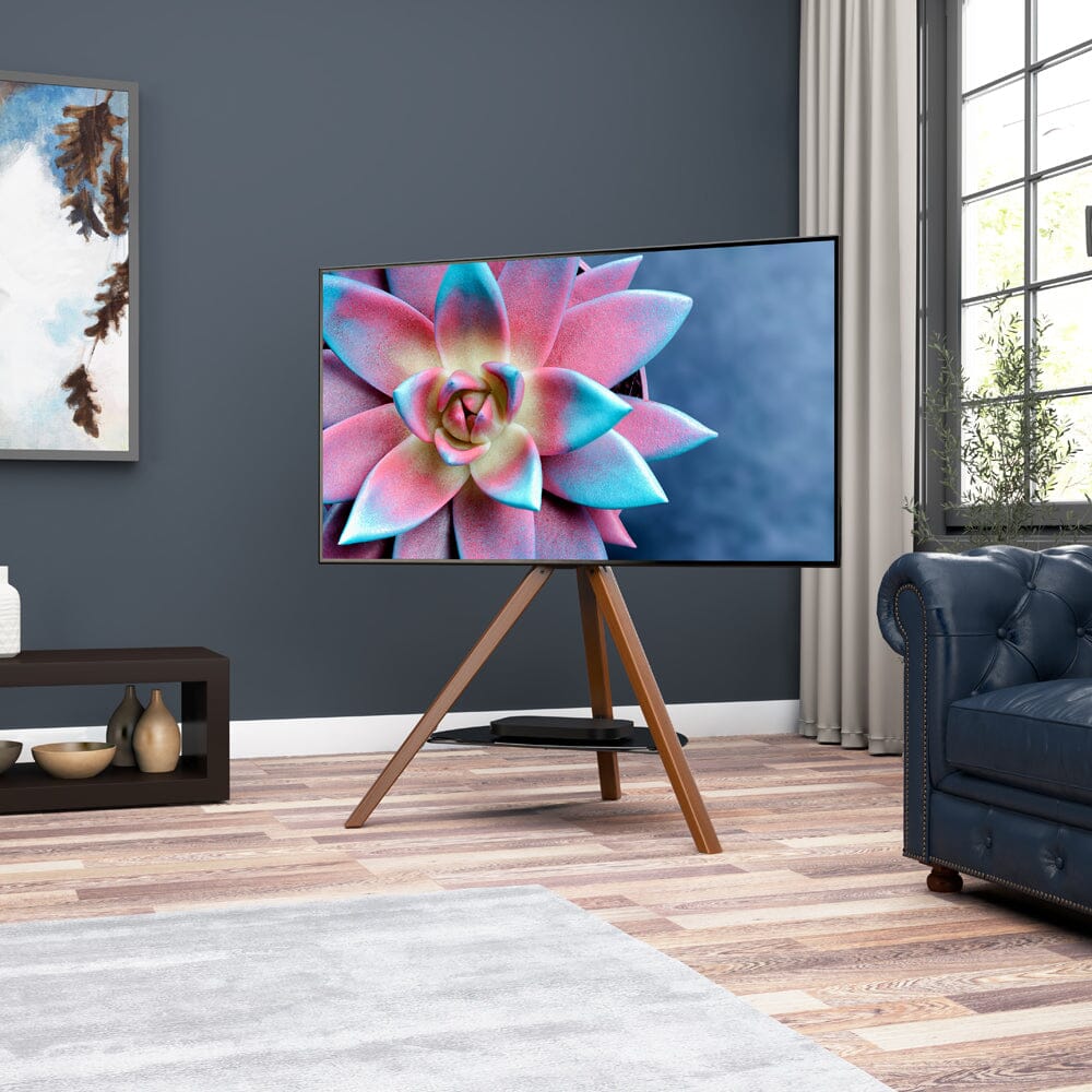 AVF FSL1000HOXDWB Dark Wood Hoxton Tripod TV Stand with Shelf