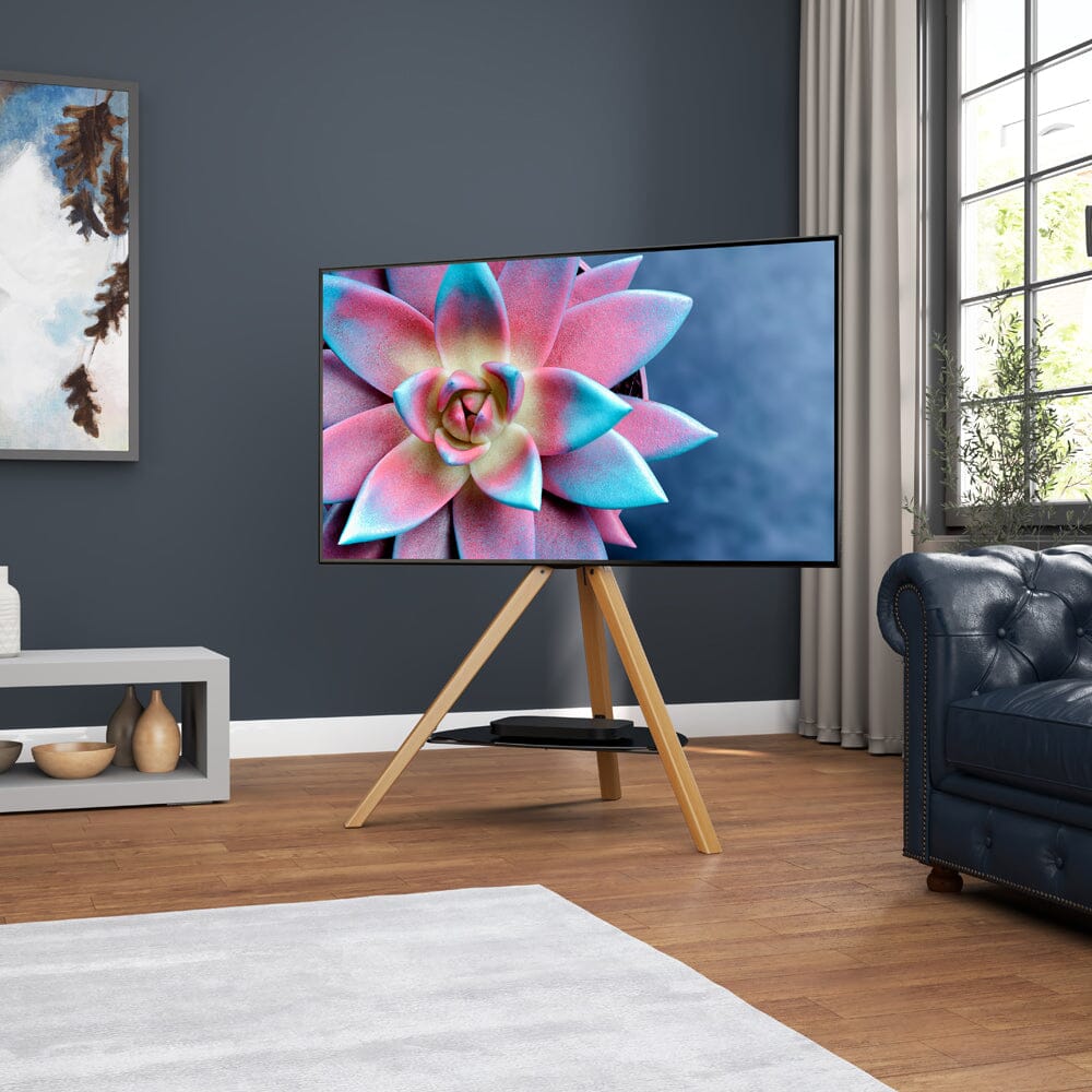 AVF FSL1000HOXLWB Light Wood Hoxton Tripod TV Stand with Shelf