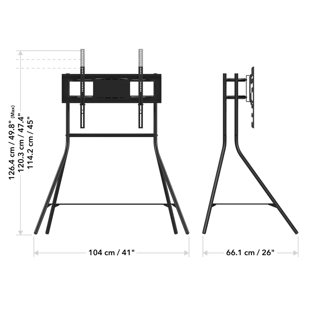 AVF Tiga Quad Metal TV Stand for 32–83 Inch TVs – Freestanding Black