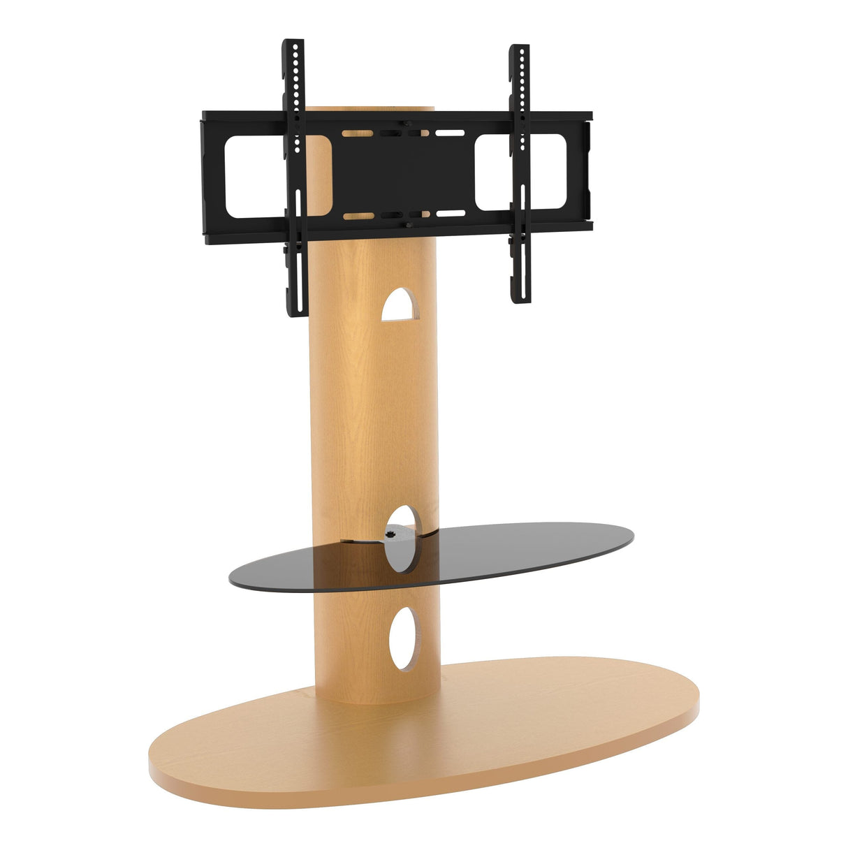AVF Affinity Chepstow Plus 93cm Oval Pedestal Oak TV Stand with Turn, for TVs 32 - 65"