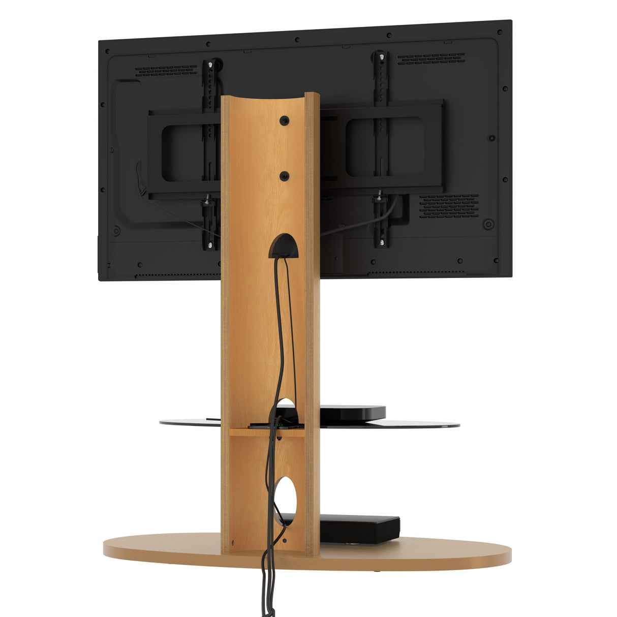 AVF Affinity Chepstow Plus 93cm Oval Pedestal Oak TV Stand with Turn, for TVs 32 - 65"