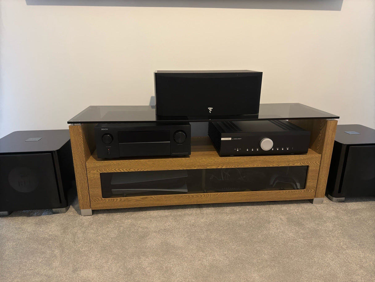 TTAP Elegance TV Cabinet in Oak and Tinted Glass (AVS-L642-1250-3OT)