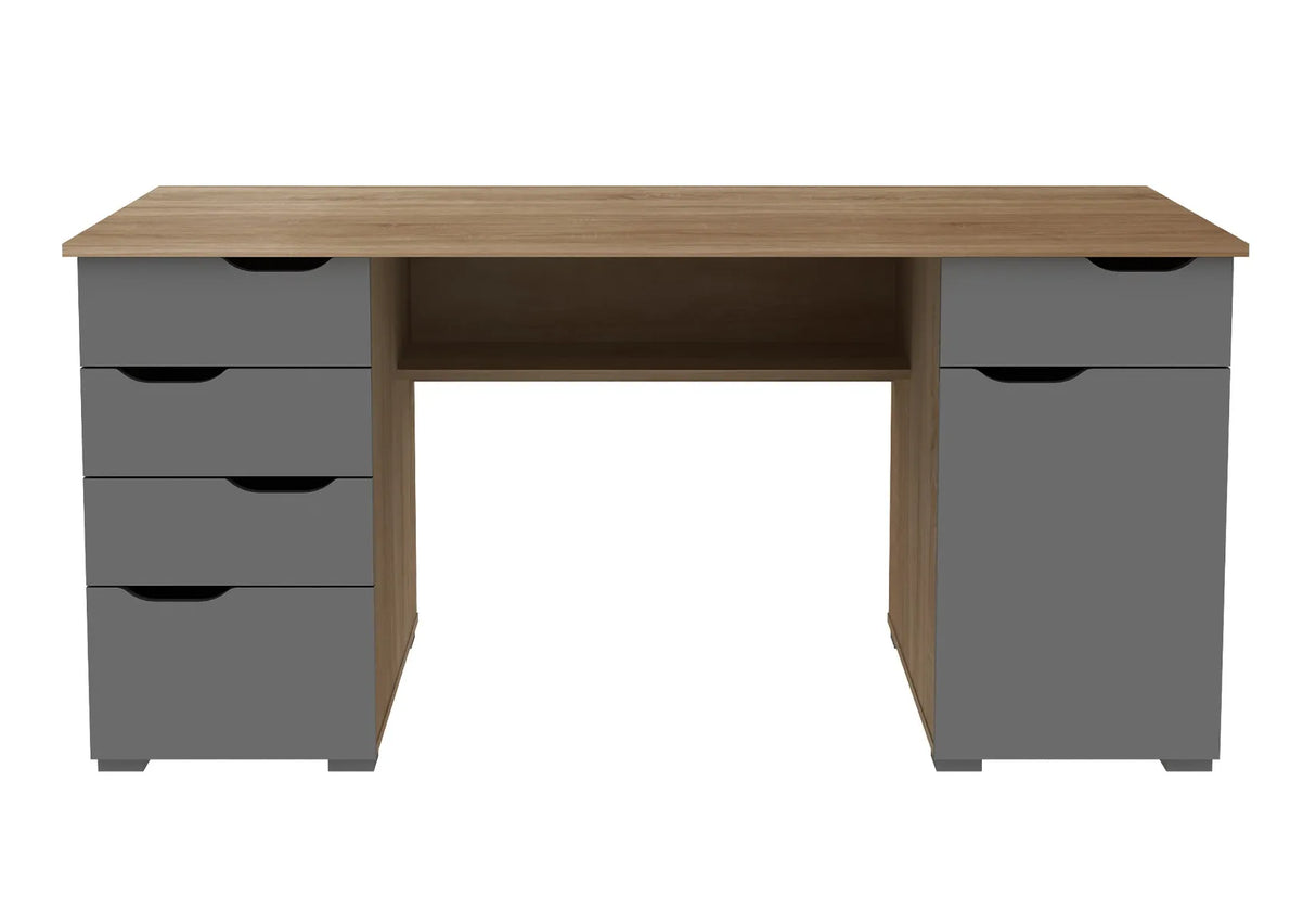 Alphason Kentucky Light Oak and High Gloss Grey Office Desk
