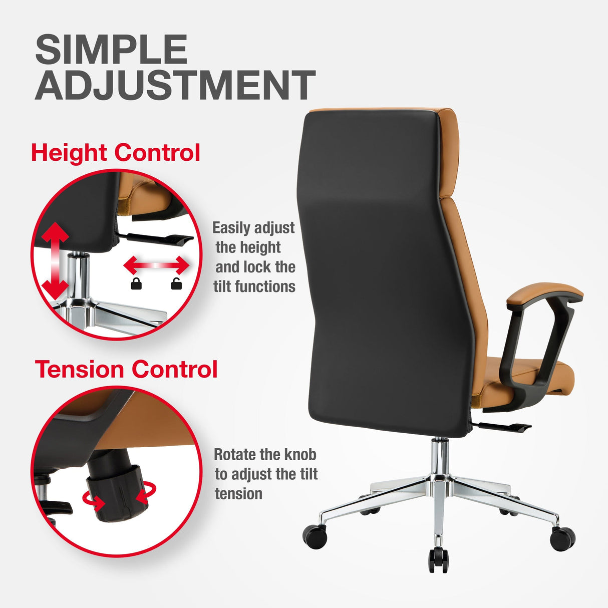 TTAP London Tan Leather Faced Office Chair