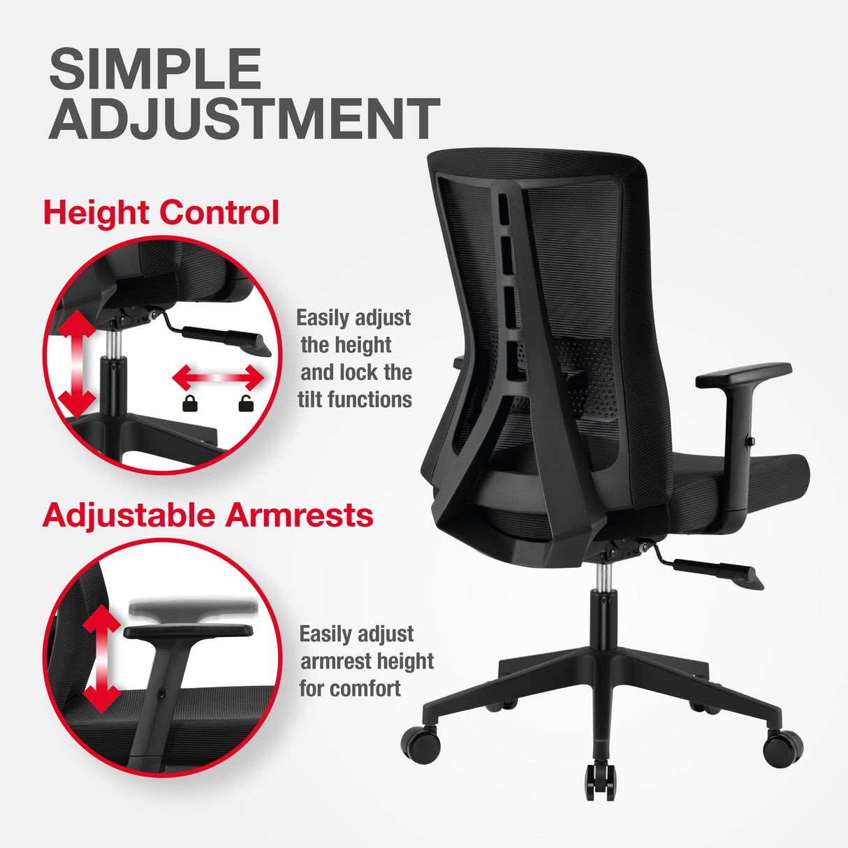 TTAP Oxford Black Mesh Office Chair