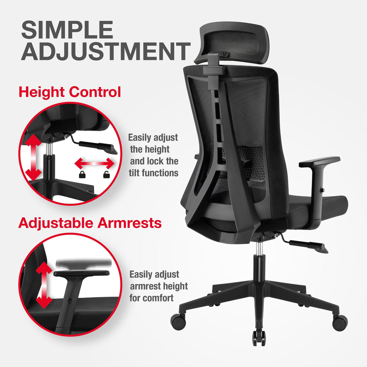TTAP Oxford Plus Black Mesh Office Chair