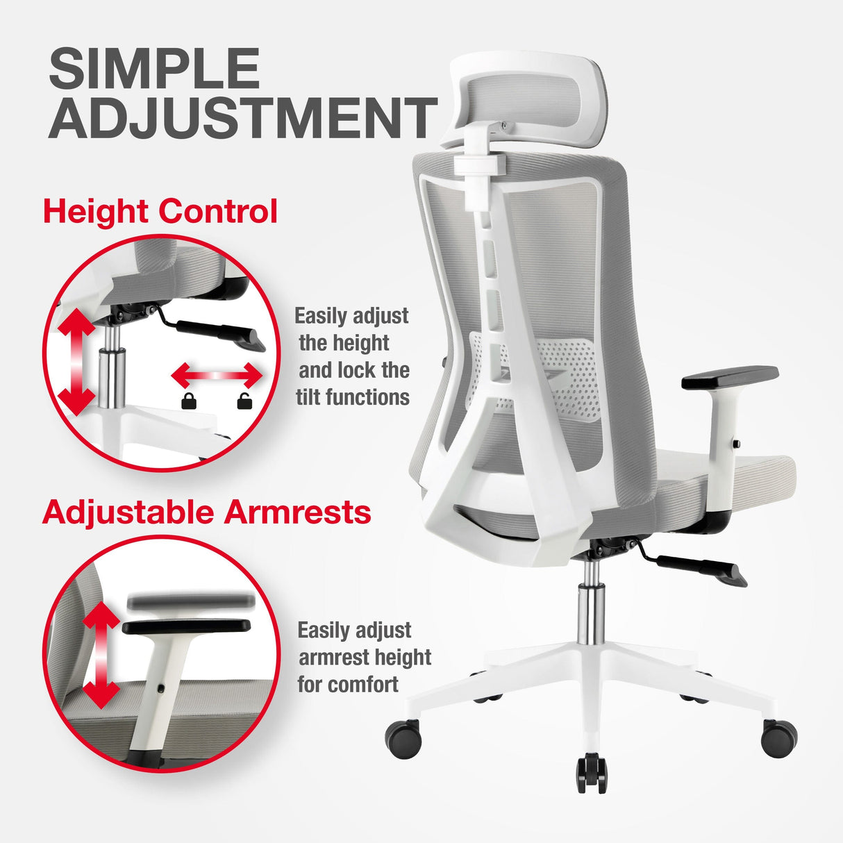TTAP Oxford Plus Grey Mesh Office Chair