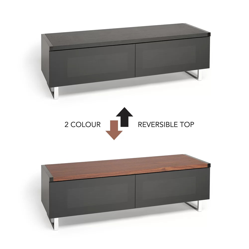 AVF PM120B Panorama Piano Gloss Black and Black Oak Small TV Cabinet (406430)