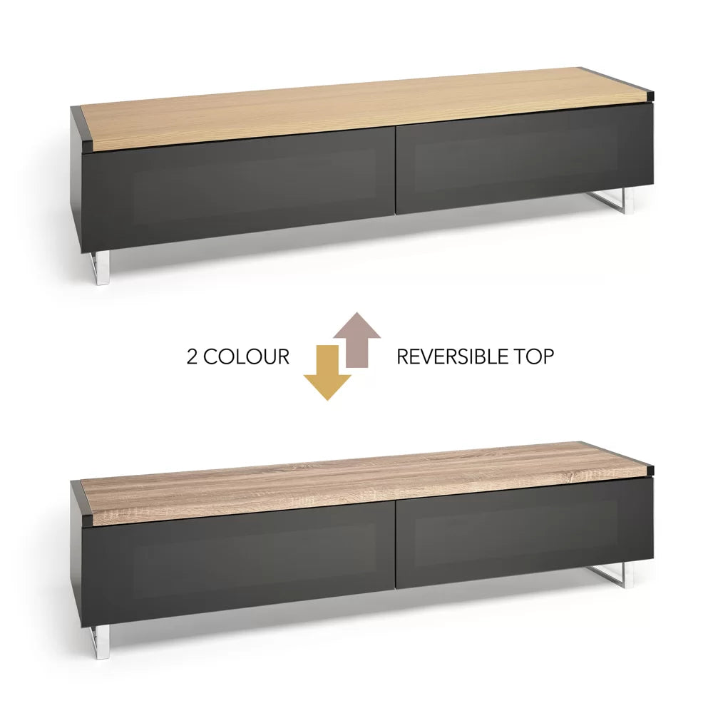AVF PM160LO Panorama Piano Gloss Black and Light Oak Large TV Cabinet (406429)