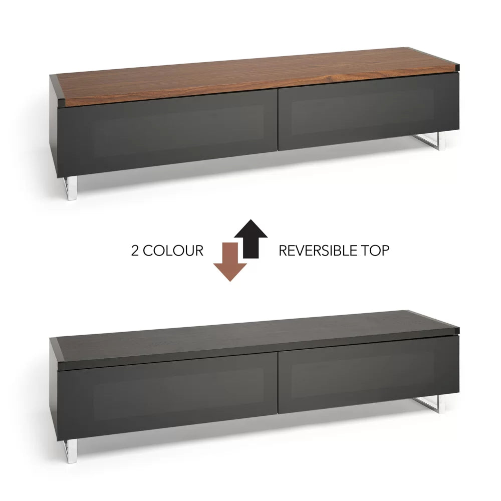 AVF PM160W Panorama Piano Gloss Black and Walnut Large TV Cabinet (406428)