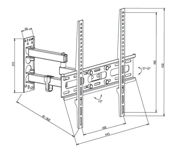 TTAP TTD404DA2 Full Motion TV Bracket for up to 55 inch