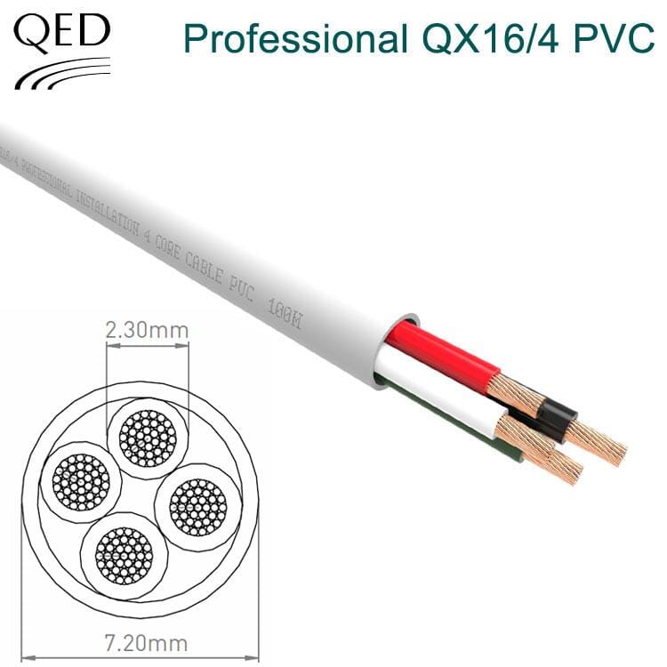 QED Professional QX16/4 PVC 4 Core Flame Retardant Installation Speaker Cable