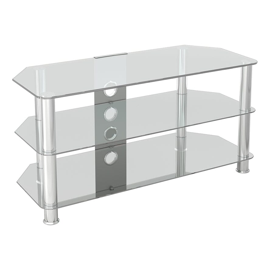 AVF Classic 1m Glass Corner TV Stand with Cable Management - Clear & Chrome