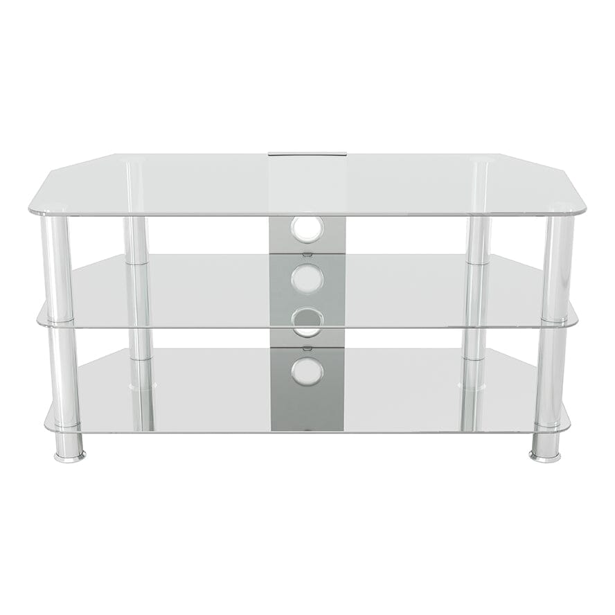 AVF Classic 1m Glass Corner TV Stand with Cable Management - Clear & Chrome