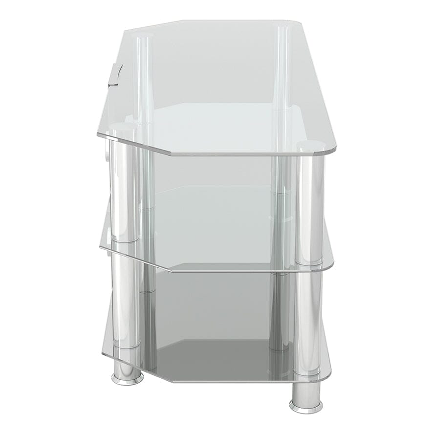 AVF Classic 1m Glass Corner TV Stand with Cable Management - Clear & Chrome