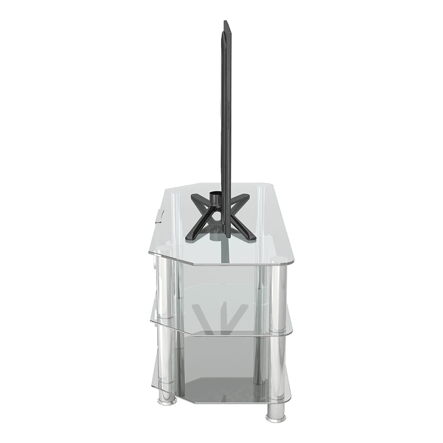 AVF Classic 1m Glass Corner TV Stand with Cable Management - Clear & Chrome