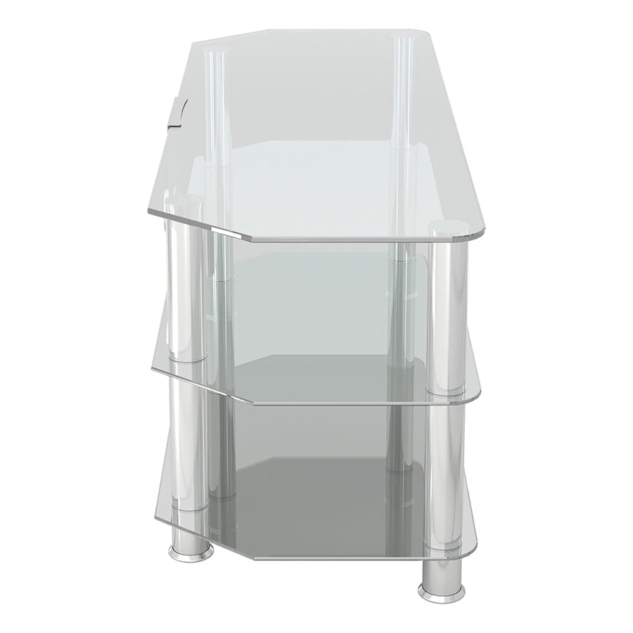 AVF SDC1140CMCC: Classic 1.14m Glass Corner TV Stand with Cable Management (Clear & Chrome)