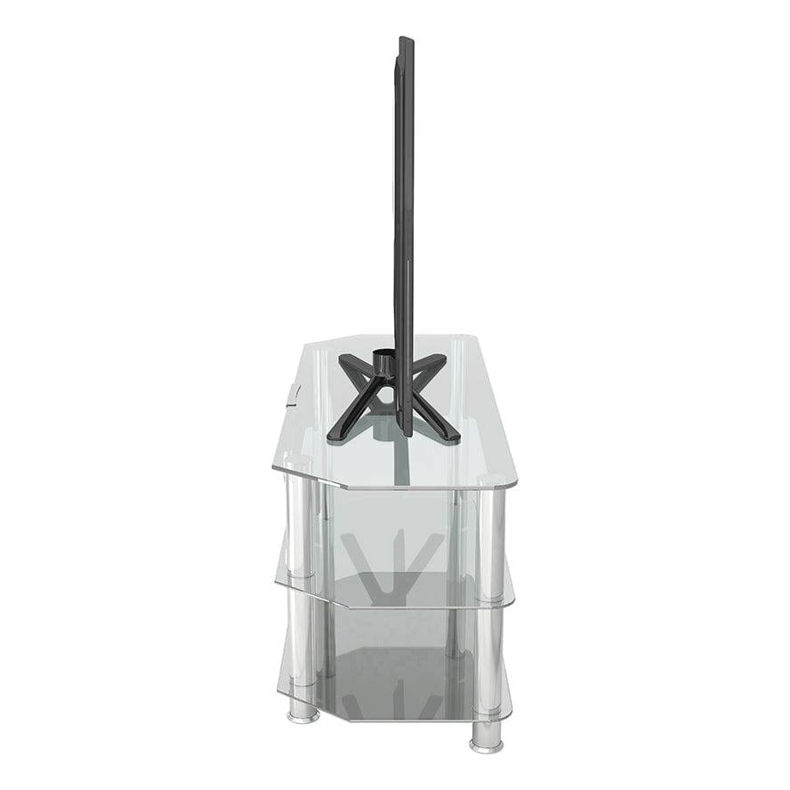 AVF SDC1140CMCC: Classic 1.14m Glass Corner TV Stand with Cable Management (Clear & Chrome)