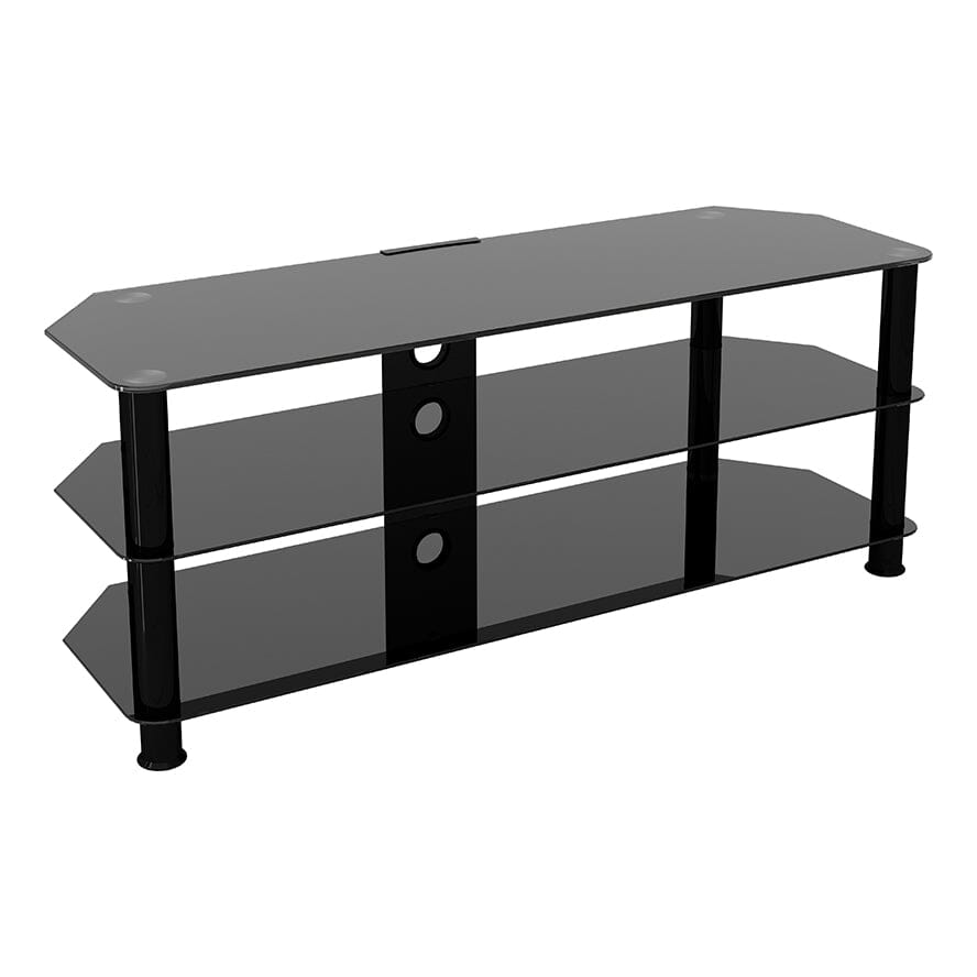 AVF SDC1250CMBB: Classic 1.25m Glass Corner TV Stand with Cable Management (Black)
