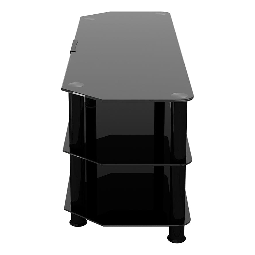 AVF SDC1250CMBB: Classic 1.25m Glass Corner TV Stand with Cable Management (Black)