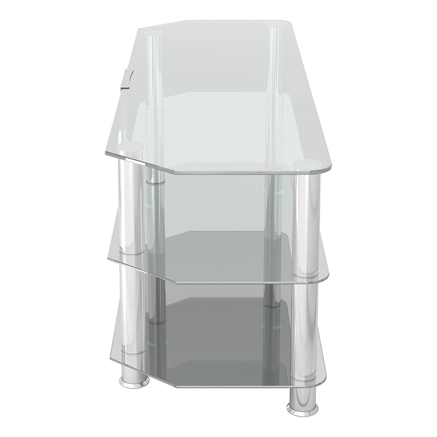 AVF SDC1250CMCC: Classic 1.25m Glass Corner TV Stand with Cable Management (Clear & Chrome)