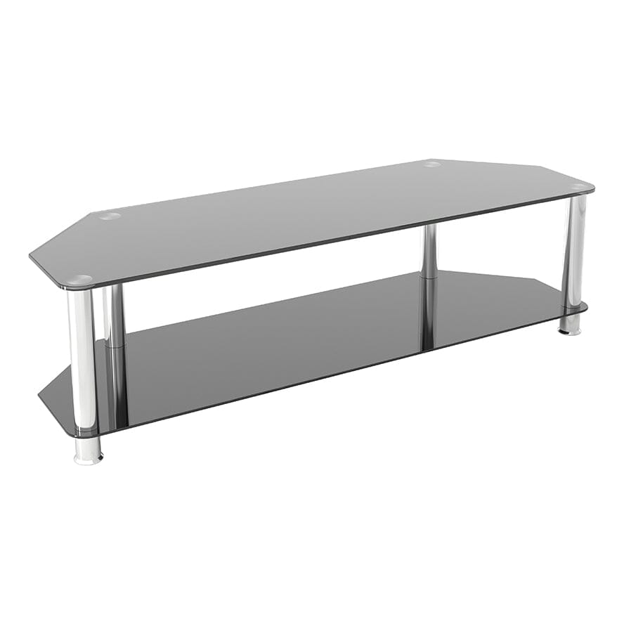 AVF Classic 1.4m Glass Corner TV Stand - Black & Chrome
