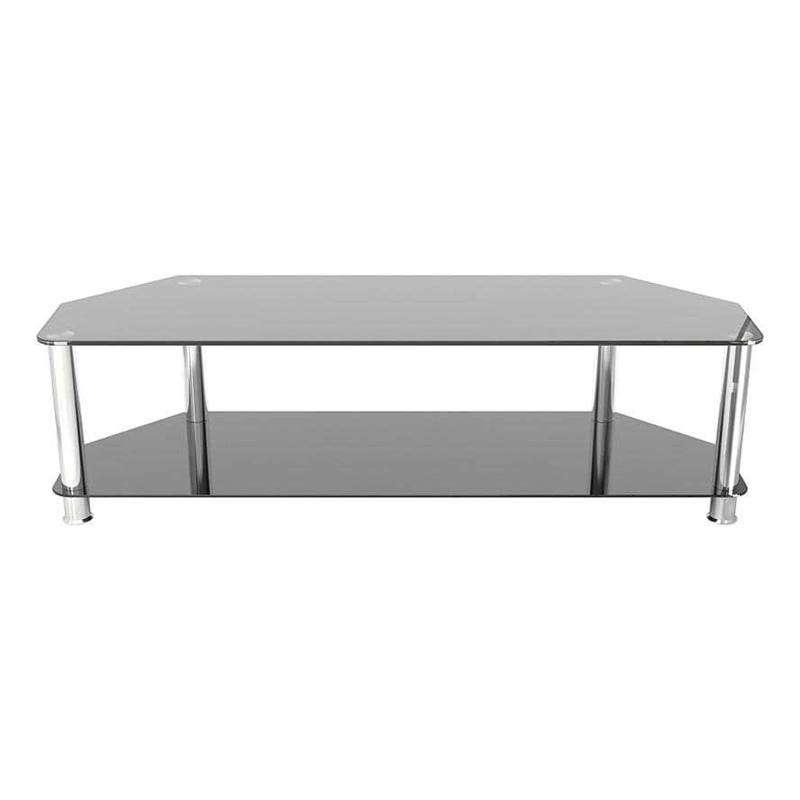 AVF Classic 1.4m Glass Corner TV Stand - Black & Chrome