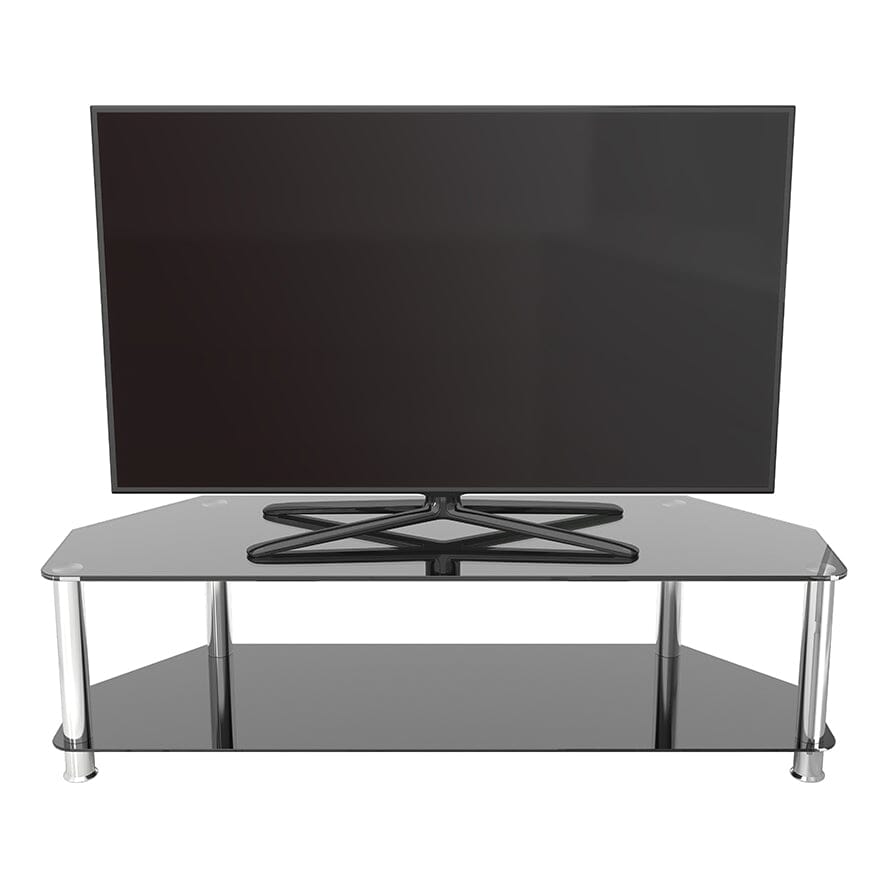 AVF Classic 1.4m Glass Corner TV Stand - Black & Chrome