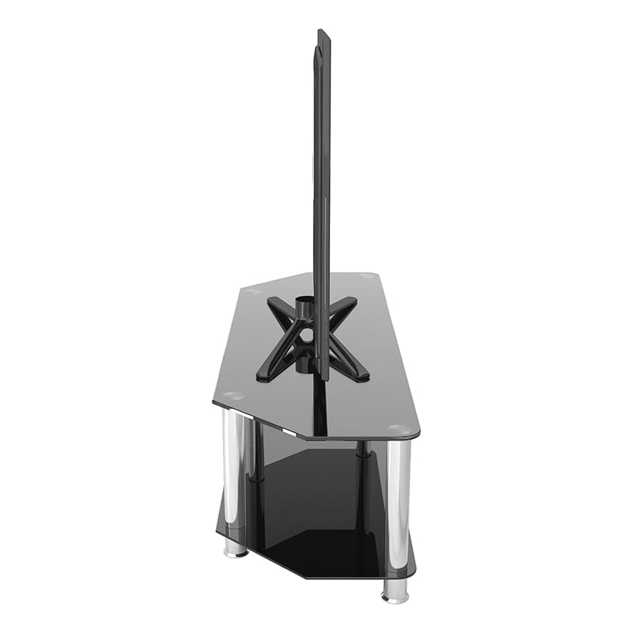 AVF Classic 1.4m Glass Corner TV Stand - Black & Chrome