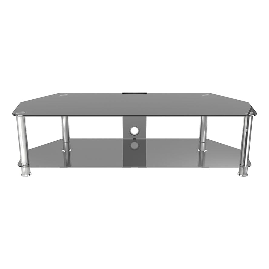 AVF Classic 1.4m Glass Corner TV Stand - Black & Chrome