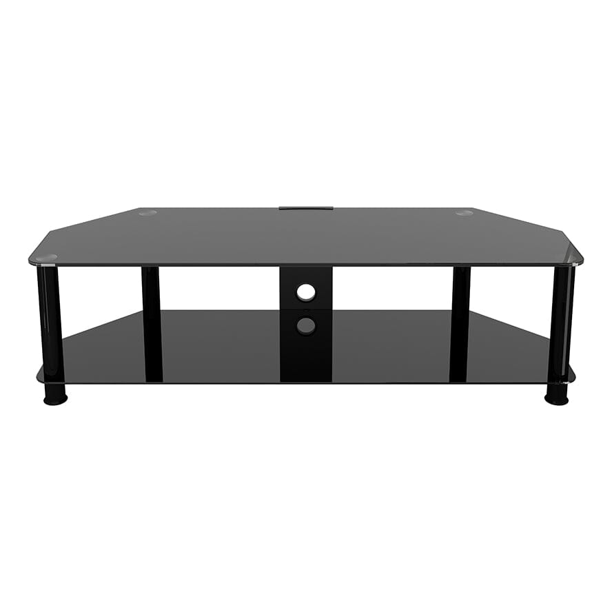 AVF SDC1400CMBB: Classic 1.4m Glass Corner TV Stand with Cable Management (Black)