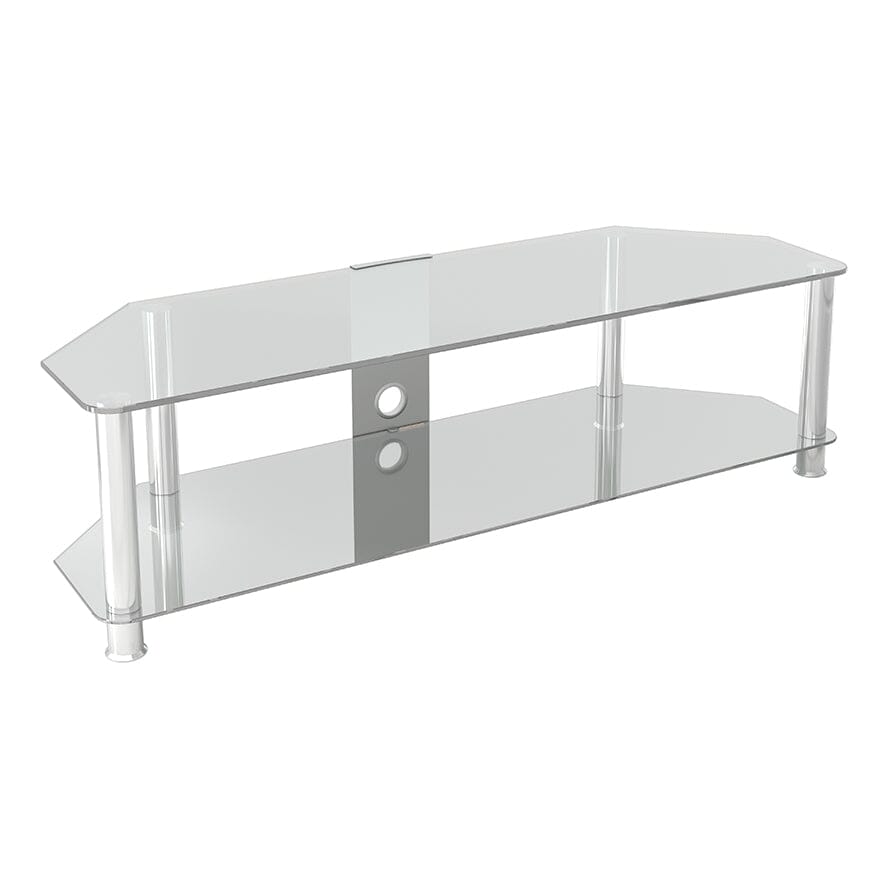 AVF SDC1400CMCC: Classic 1.4m Glass Corner TV Stand with Cable Management (Clear & Chrome)