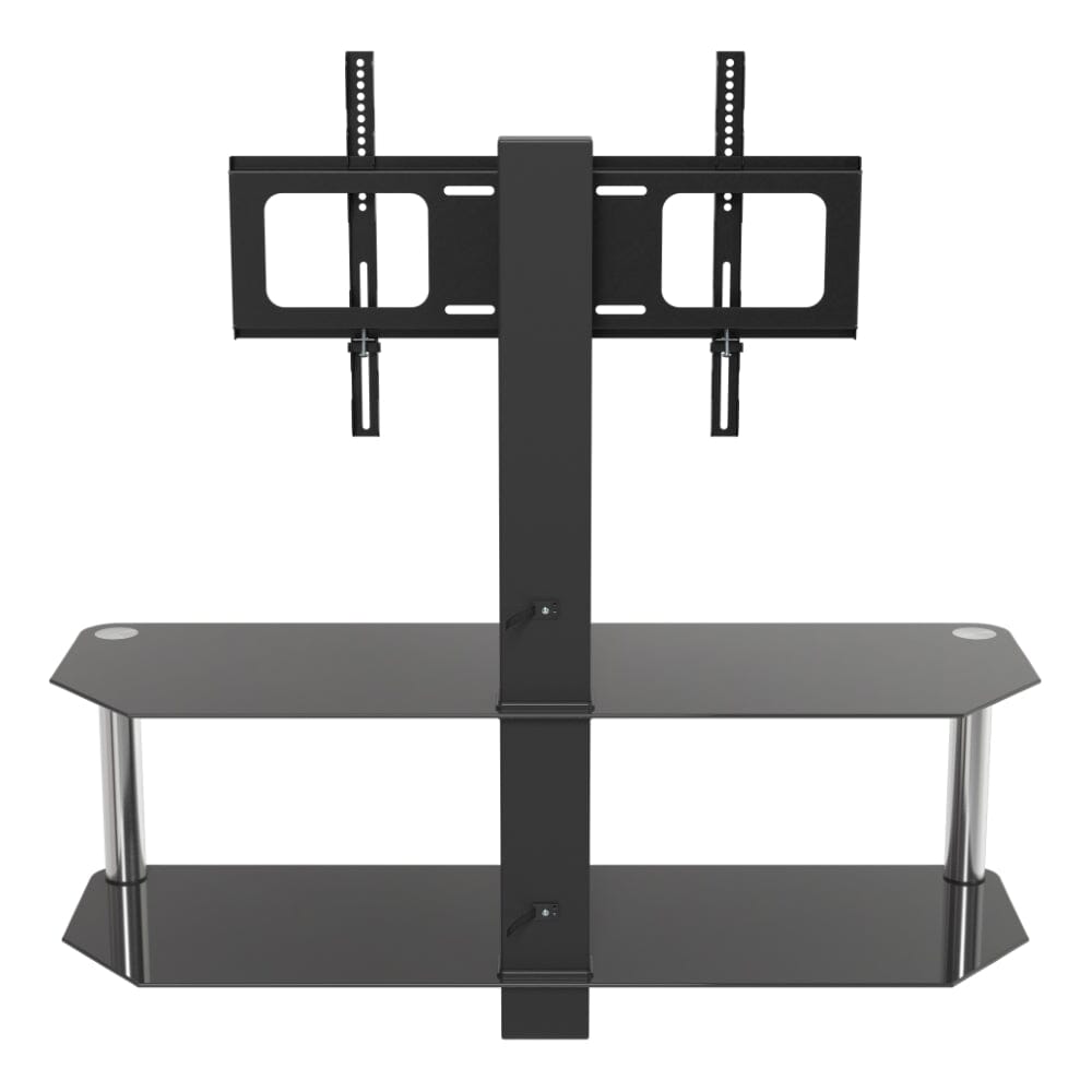 AVF SDCL1140: Classic 1.14m Glass Corner TV Stand with Mount (Black & Chrome)