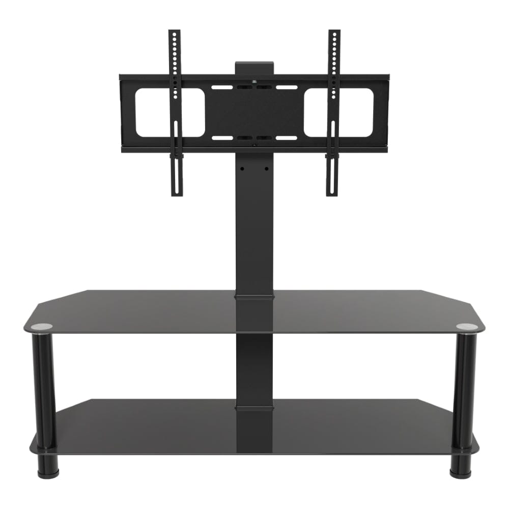 AVF SDCL1140BB: Classic 1.14m Glass Corner TV Stand with Mount (Black)