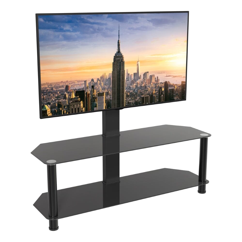 AVF SDCL1140BB: Classic 1.14m Glass Corner TV Stand with Mount (Black)