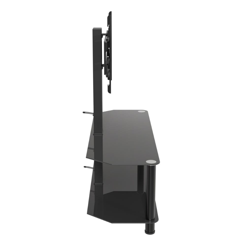 AVF SDCL1140BB: Classic 1.14m Glass Corner TV Stand with Mount (Black)