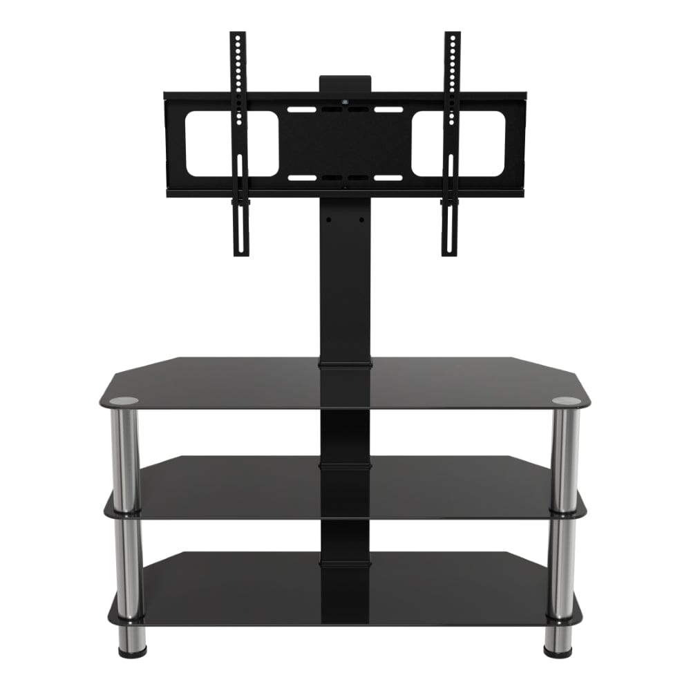 AVF SDCL900: Classic 90cm Glass Corner TV Stand with Mount (Black & Chrome)