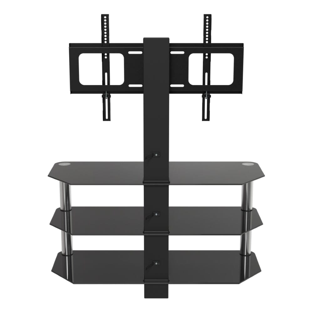 AVF SDCL900: Classic 90cm Glass Corner TV Stand with Mount (Black & Chrome)