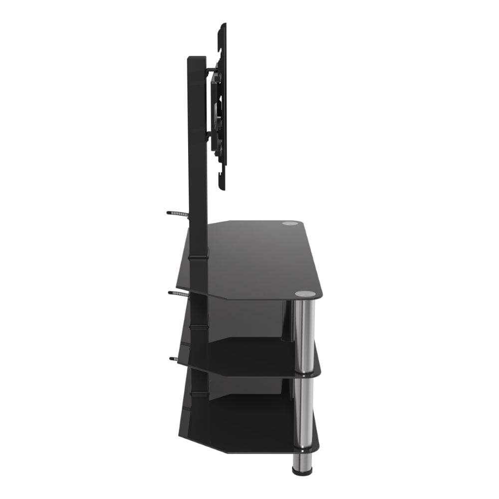 AVF SDCL900: Classic 90cm Glass Corner TV Stand with Mount (Black & Chrome)
