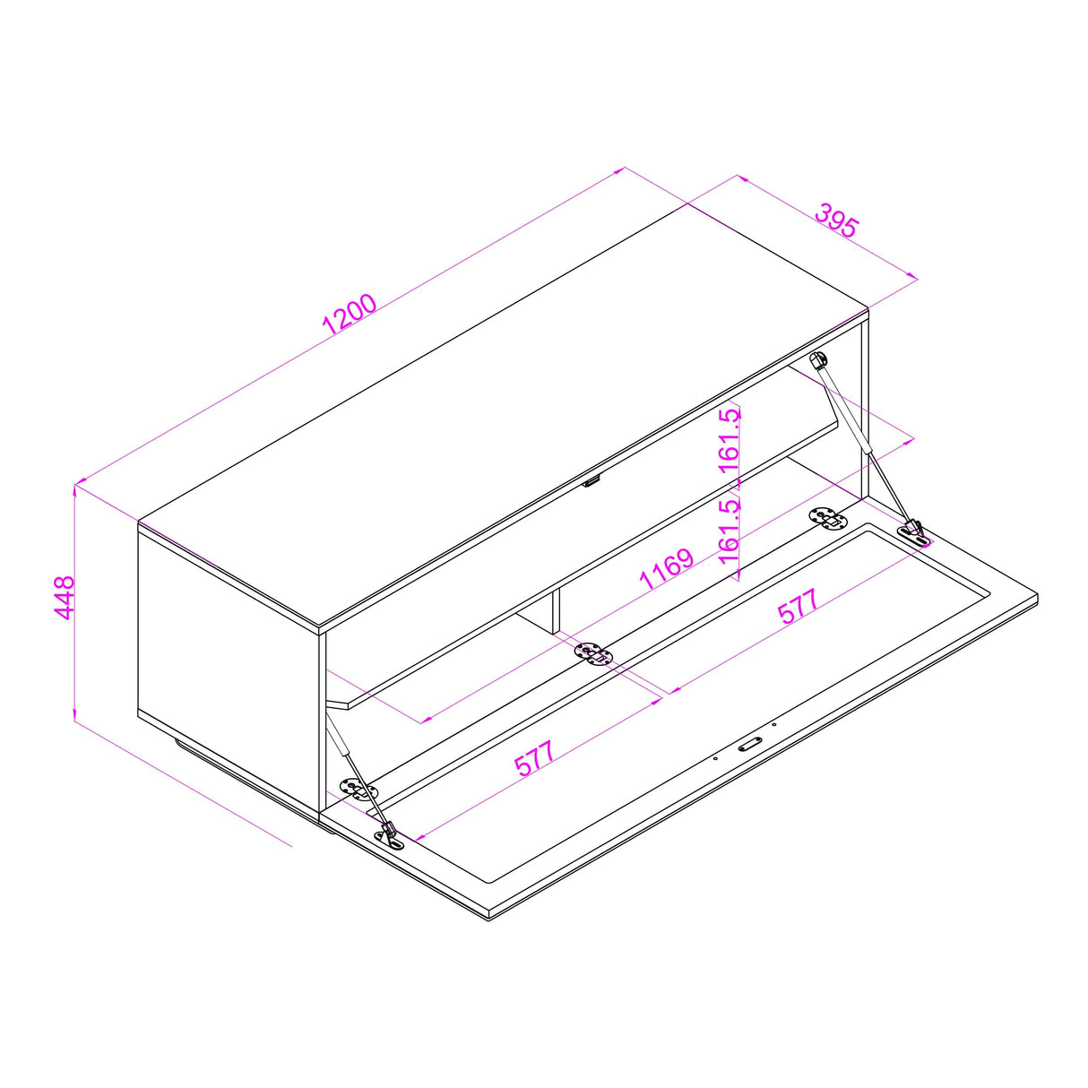 TTAP Sorrento Gloss White 120cm Wide TV Cabinet (SOR-1200-WHT)