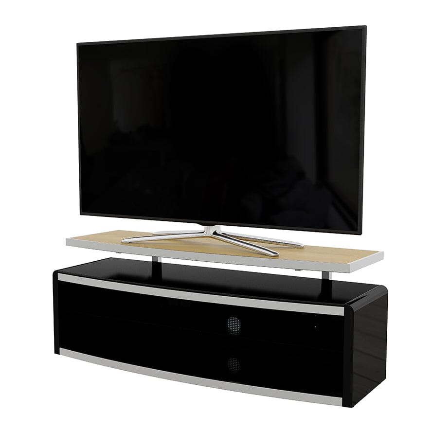 AVF Options Stage 1.25m Wide TV Stand in Oak, Walnut, Black & White