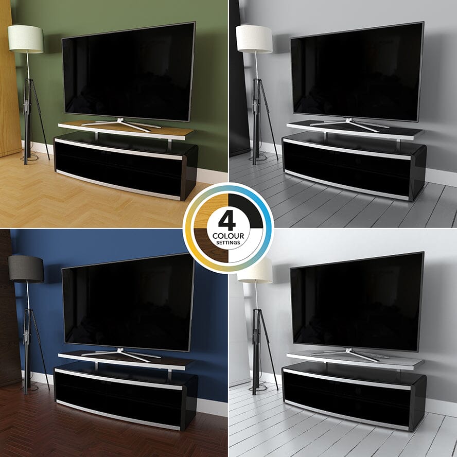 AVF Options Stage 1.25m Wide TV Stand in Oak, Walnut, Black & White