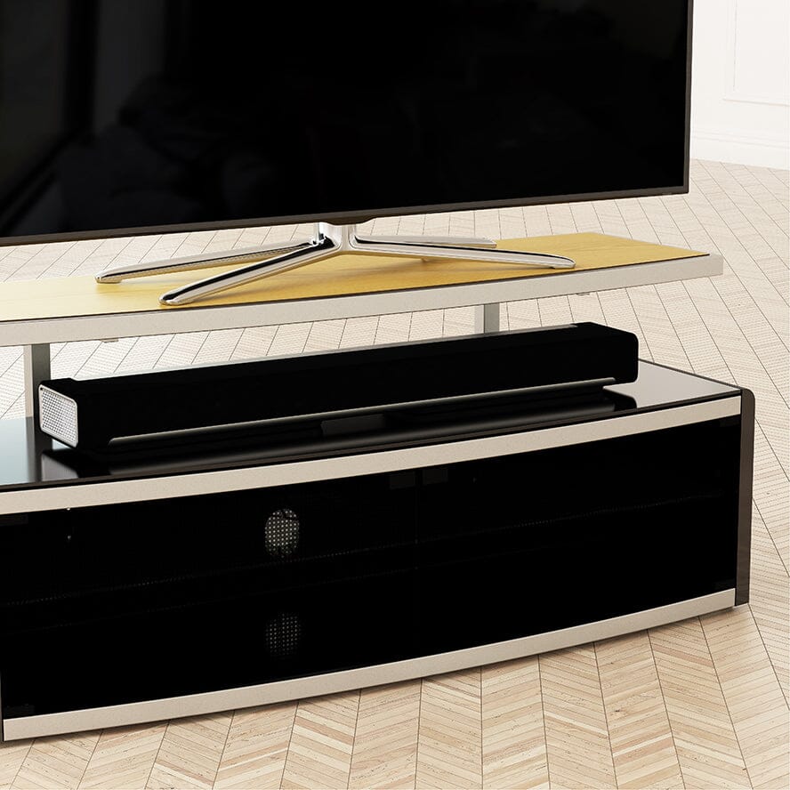 AVF Options Stage 1.25m Wide TV Stand in Oak, Walnut, Black & White
