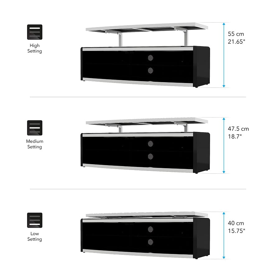 AVF Options Stage 1.25m Wide TV Stand in Oak, Walnut, Black & White