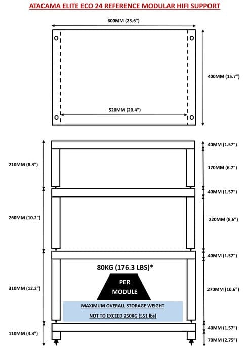 Atacama Audio Elite Eco 24 Reference 4 Shelf Hifi Rack Dark Bamboo