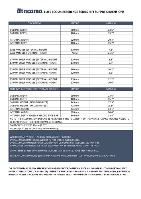 Atacama Audio Elite Eco 24 Reference 4 Shelf Hifi Rack Natural Bamboo