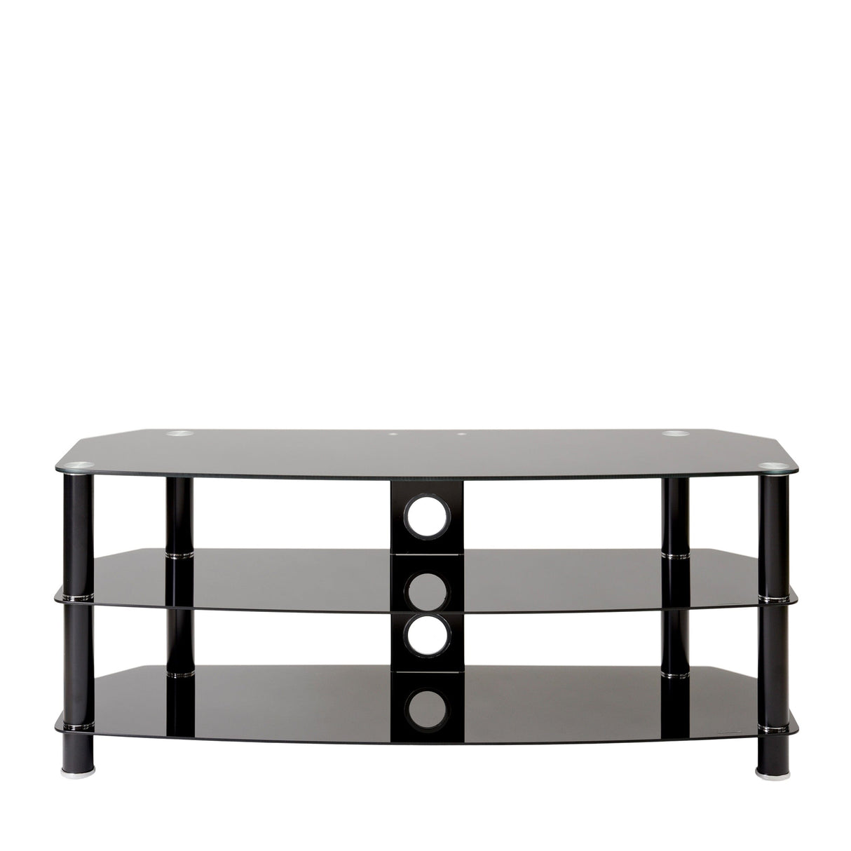 TTAP Vantage 3-Shelf Glass TV Stand in Black and Black Glass (AVS-C303C-1200-3BB)