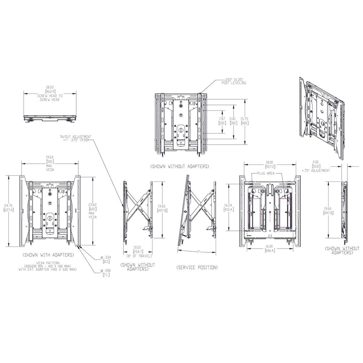 Vogels PFW6885 Slimline Recessed Pop Out Portrait TV Bracket for TVs up to 65 inch