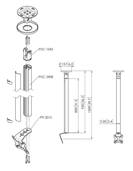 Vogels PUC 24 Series TV Ceiling Mount with 360° Rotation for Screens up to 32"